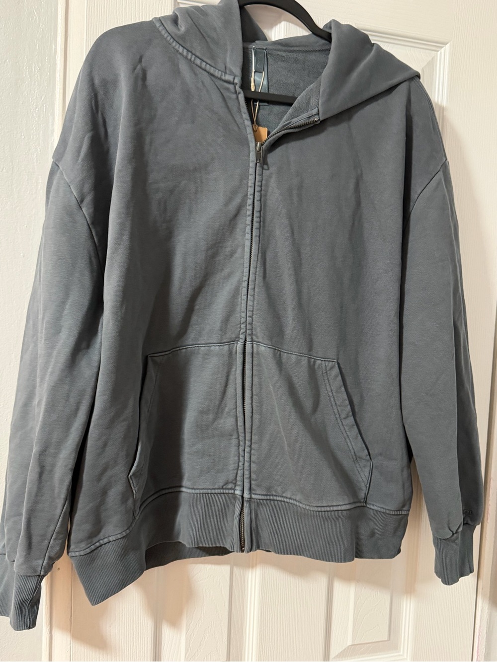 SKIMS Boyfriend Fleece Boxy Zip-Up Hoodie Zircon Gray XS NWT